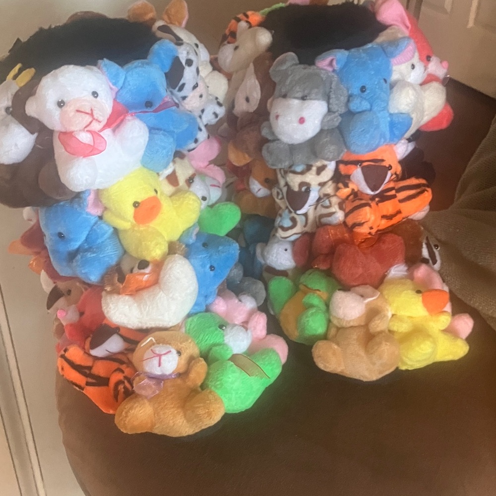 Plush Animal Handmade Mid Calf kids Boots Size 1 Girls or Boys.